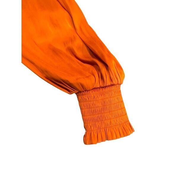 Joie Womens Orange V-Neck Long Sleeve Blouse With Shirred Cuffs & Hem Size S - Picture 6 of 10